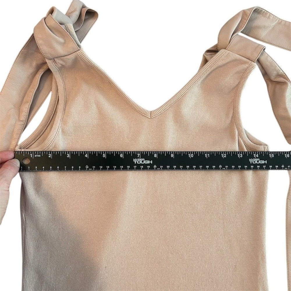 Maeve Anthropologie Tank Top Womens M Rose Pink Ribbed Tie Shoulder V-Neck NWT - Picture 9 of 12